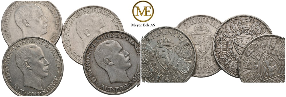 Lot. 2 kroner 1917. 4 stk. VK.