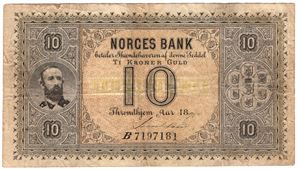 10 kroner 1895 Oscar II. RRR-seddel. Kv.1/1-