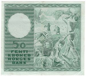 50 kroner 1960 Z.0182140. Erstatningsseddel. RR-seddel. Kv.1+