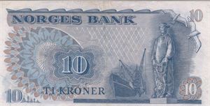 10 kroner 1972 QZ erstatningsseddel. Kv.1+