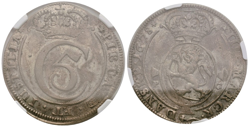 4 Mark 1678 Christian V. Kv.1+