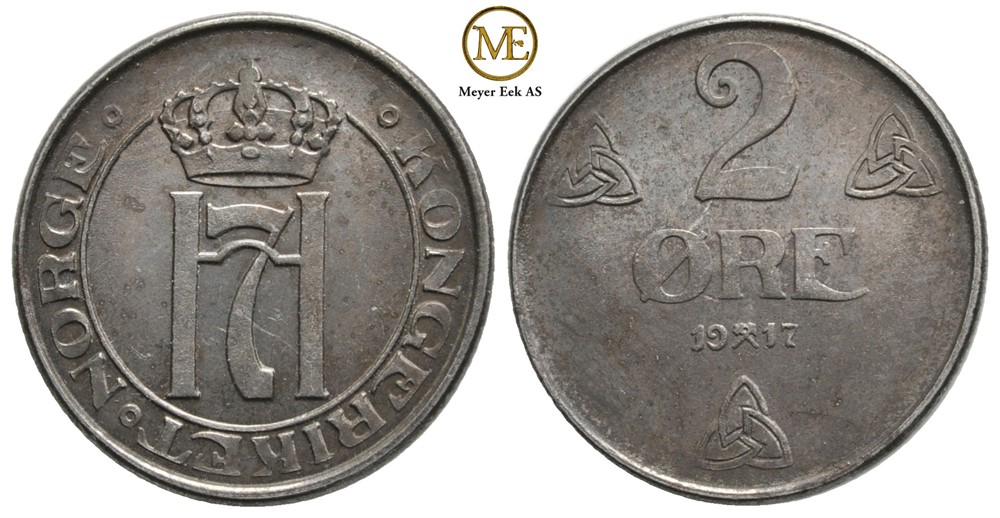 2 øre 1917 Haakon VII. Kv.0