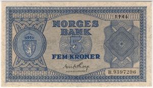 5 kroner 1946 B.9397296. 66 EPQ