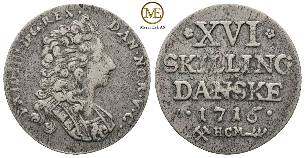 1 mark 1716 Frederik IV. Kv.1/1+