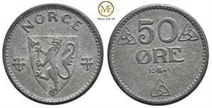 50 øre 1945 zink. Haakon VII. Kv.0/01