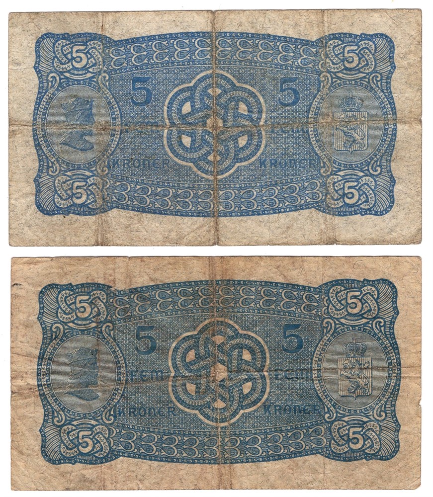 5 kroner 1925 J. og 1929 L. VK.