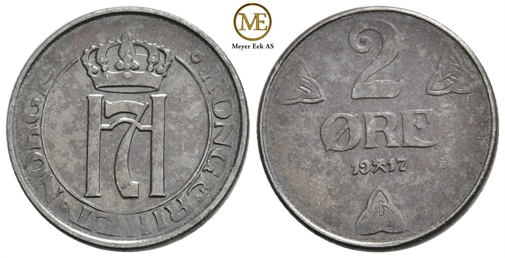 2 øre 1917 Haakon VII. Kv.0/01