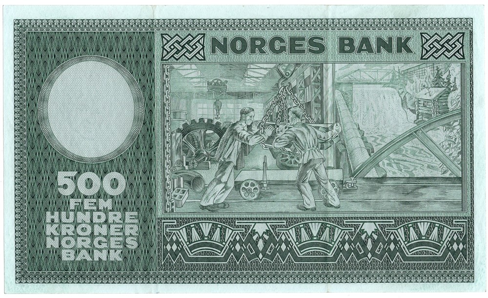 500 kroner 1972 G.2002005 erstatningsseddel. Kv.1+/01