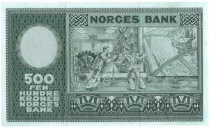 500 kroner 1972 G.2002005 erstatningsseddel. Kv.1+/01