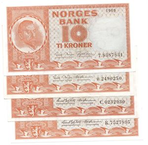 Lot. 10 kroner 1969, 70, 71 og 1972