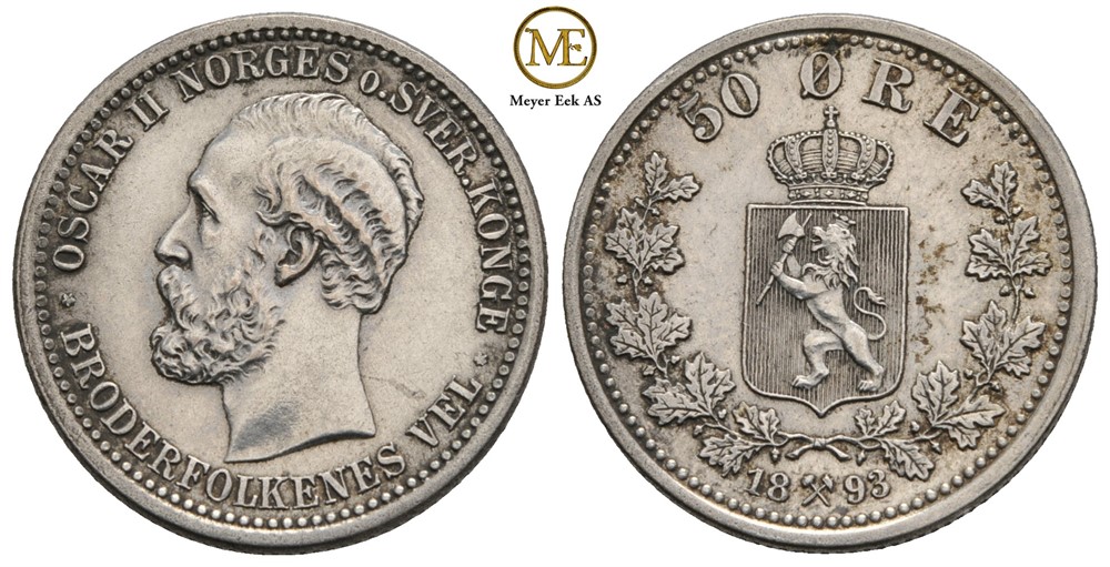50 øre 1893 Oscar II. Kv.01