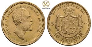 10 kronor 1874 Oscar II. Kv.0/01