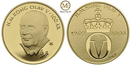 Gullmedalje Olav V. 100 år. Proof