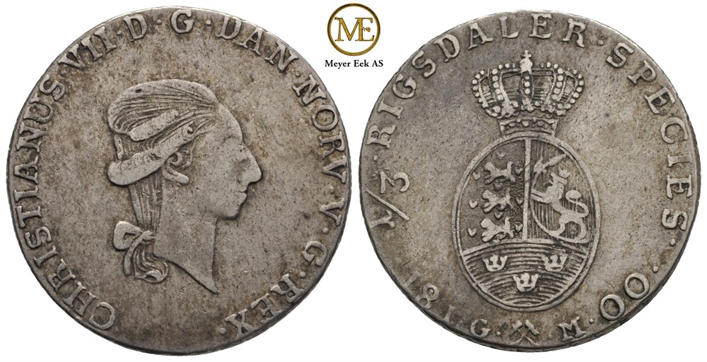 1/3 Speciedaler 1800 Christian VII. Kv.1/1+