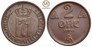 2 øre 1949 Haakon VII. Prakt