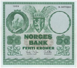 50 kroner 1959 D.3079203. Kv.1+/01