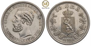 50 øre 1889 Oscar II. Kv.0