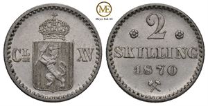 2 skilling 1870 Carl XV. Kv.0