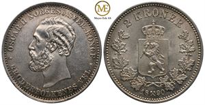 2 kroner 1890 Oscar II. Kv.0/01