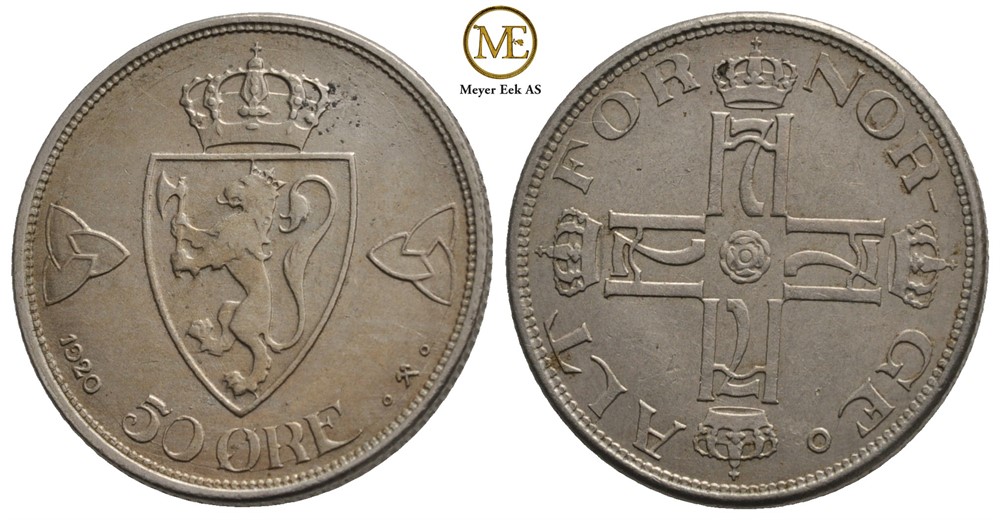 50 øre 1920 Haakon VII. Kv.01