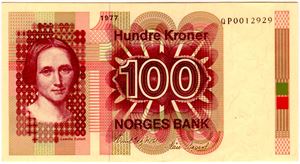 100 kroner 1977 QP erstatning Kv.01