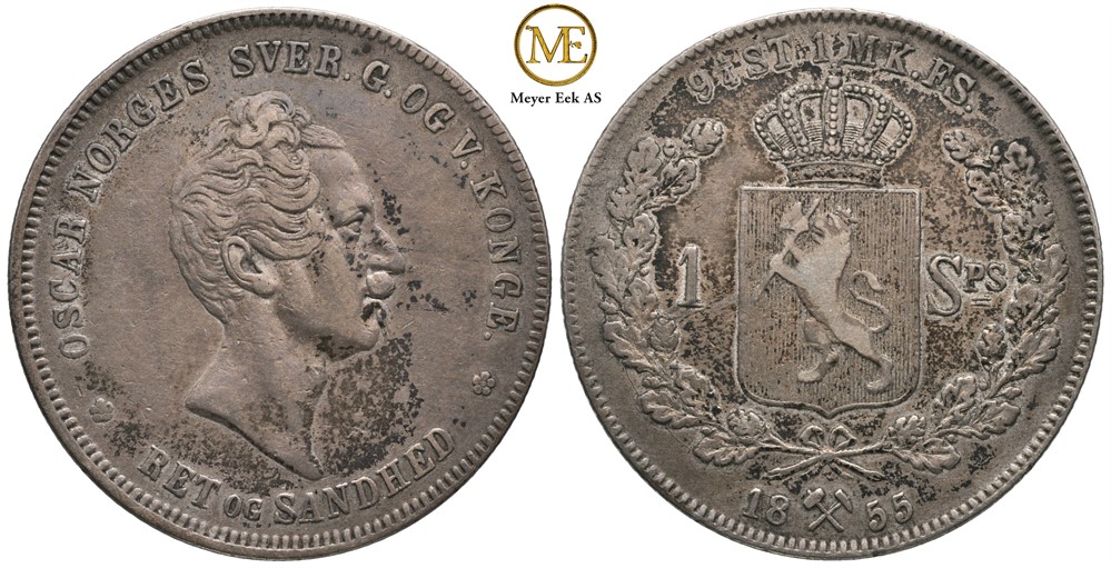 Speciedaler 1855 Oscar I. Kv.1/1+