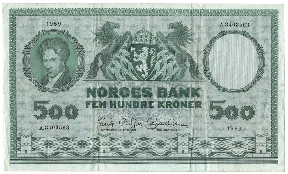 500 kroner 1969 A.3403563. Kv.1
