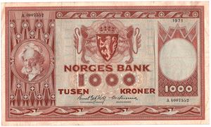 1000 kroner 1971 A.4007552. Kv.1/1+