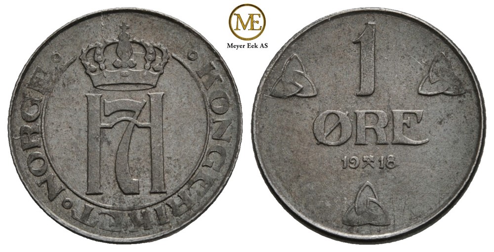 1 øre 1918 Haakon VII. Kv.0