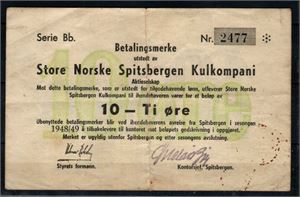 Spitsbergen 1948-49 10 øre Bb kv. 1-