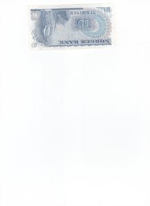 10 kroner 1977 QW erstatningsseddel. Kv.0