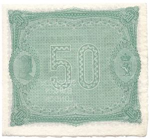 50 kroner 1876-77 Oscar II Specimen. Kv.0/01