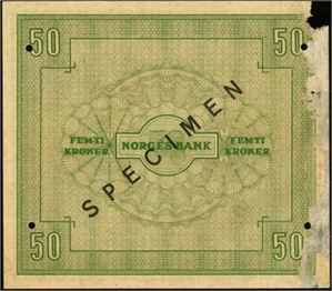 50 kroner 1947 X.0000000 Specimen. Kv.01