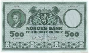 500 kroner 1963 A.1753840. Kv.1+/01