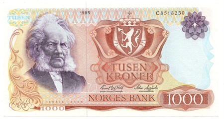 1000 kroner 1985 C. Kv.1+