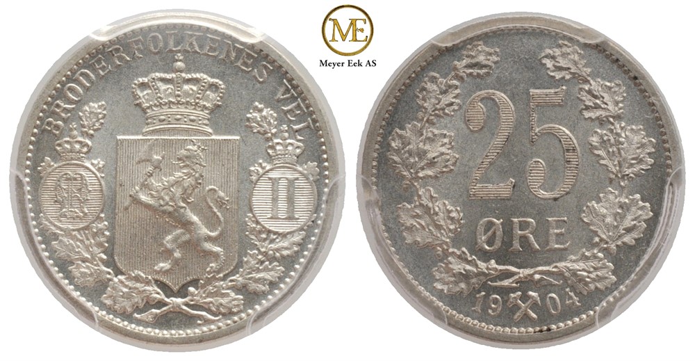 25 øre 1904 Oscar II. Kv.0