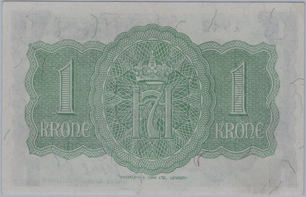 1 krone 1942 A.000842 London utg. Kv.0