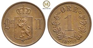 1 øre 1889 Oscar II. Prakteksemplar