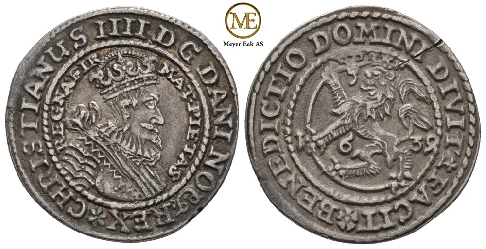 1/8 speciedaler 1639 Christian IV. Kv.1+