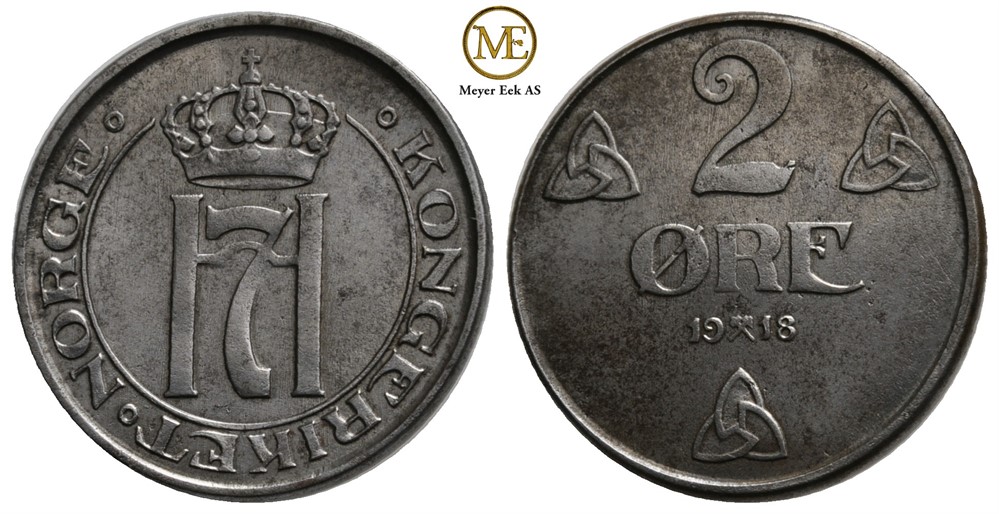 2 øre 1918 Haakon VII. Kv.0/01