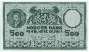 500 kroner 1961 A.1590213. Kv.1/1+