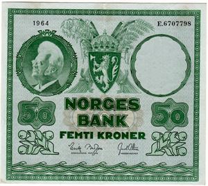 50 kroner 1964 E Kv.1+