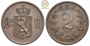 2 øre 1876 Oscar II. Kv.0/01