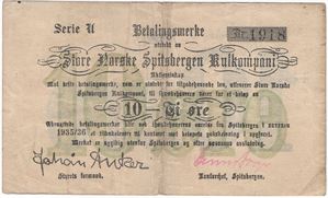 10 øre 1935/36 U. SN Spitsbergen. Kv.1-