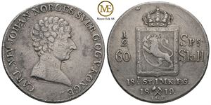 1/2 speciedaler 1819 Carl XIV Johan. Kv.1+