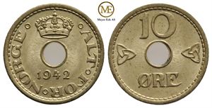 10 øre 1942 Haakon VII. London utg. Kv.0/01