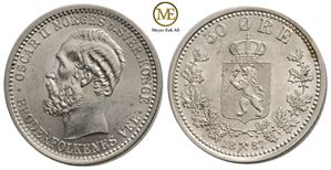 50 øre 1887 Oscar II. Kv.0