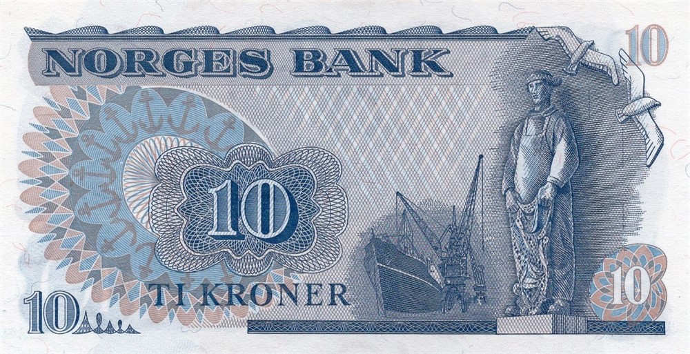 10 kroner 1973 QO erstatningsseddel. Kv.0