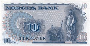 10 kroner 1973 QO erstatningsseddel. Kv.0