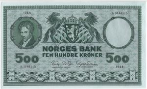 500 kroner 1968 A.3166115. MS 64. Kv.0